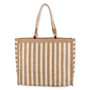 Rear view of Sun N Sand Creek Willow crossbody bag featuring tan and white vertical stripes, woven texture, rope handles.