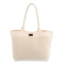 Front view of a cream Sun N Sand Breeze Wind shoulder tote featuring a perforated mesh texture and brown logo patch.