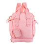 Front view of pink Sun 'N' Sand Isla Voyager roll-top backpack featuring matte nylon texture, dual plastic buckles, and zipper.