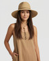 Female wearing a natural lifeguard hat featuring Chin Cord, Adjustable, UPF 50+.