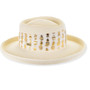 Ivory gambler hat featuring Sparkly Metallic Lurex, Adjustable, UPF 50+.