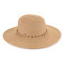 Tan floppy hat featuring Adjustable, UPF 50+.