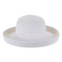 White upbrim hat featuring Sparkly Metallic Lurex, Adjustable, UPF 50+.