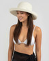 White upbrim hat featuring Sparkly Metallic Lurex, Adjustable, UPF 50+.