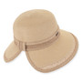 Tan backless hat featuring Packable, Adjustable, UPF 50+.