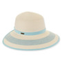 Ivory backless hat featuring Packable, Adjustable, UPF 50+.