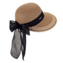 Tan backless hat featuring Adjustable, Bow.