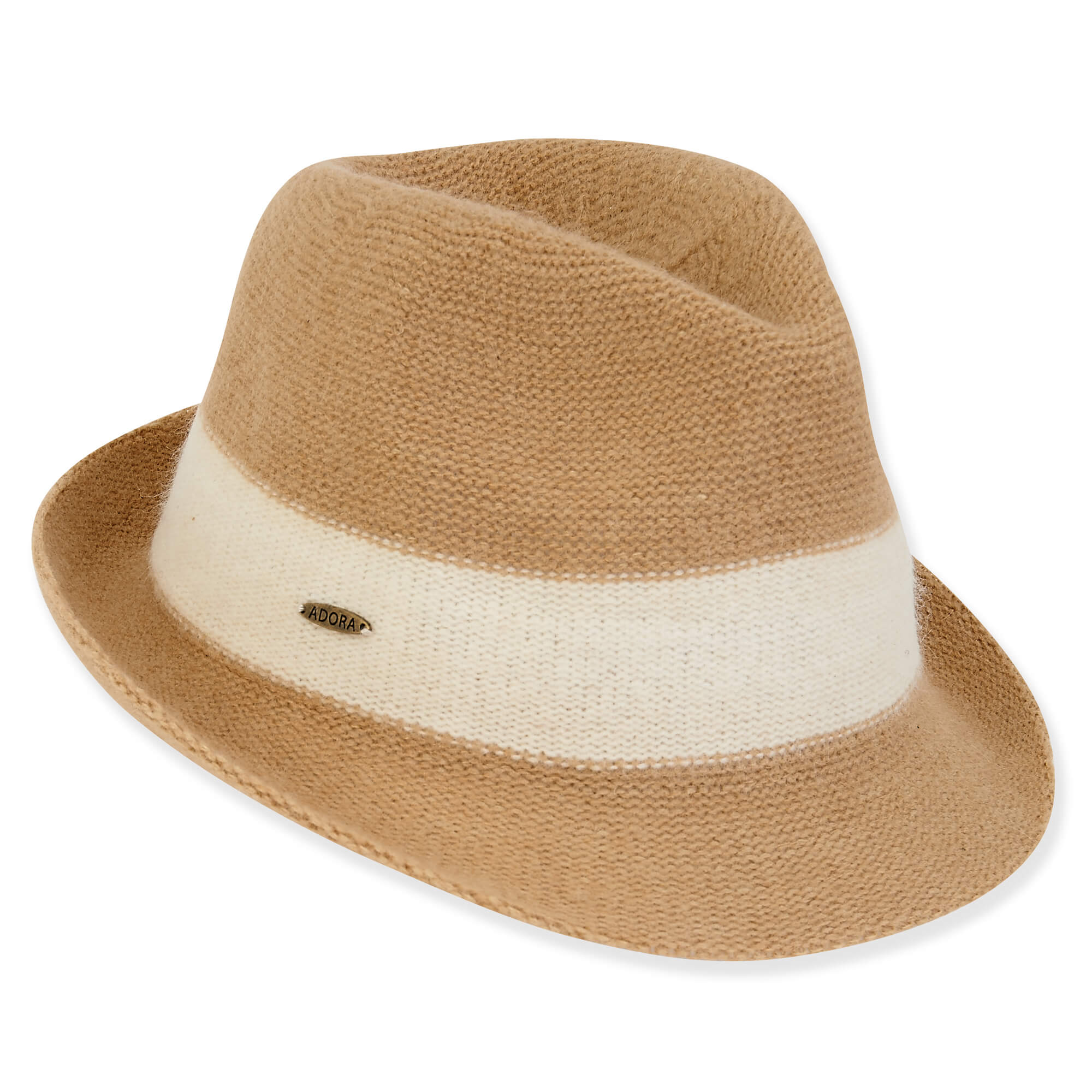 New ADORA wool felt cream/tan wide brim fedora rancher womens hat adjustable Teak Rancher - Wool Felt Fedora Hat (Brown) | Lack of Color [US] main image 3