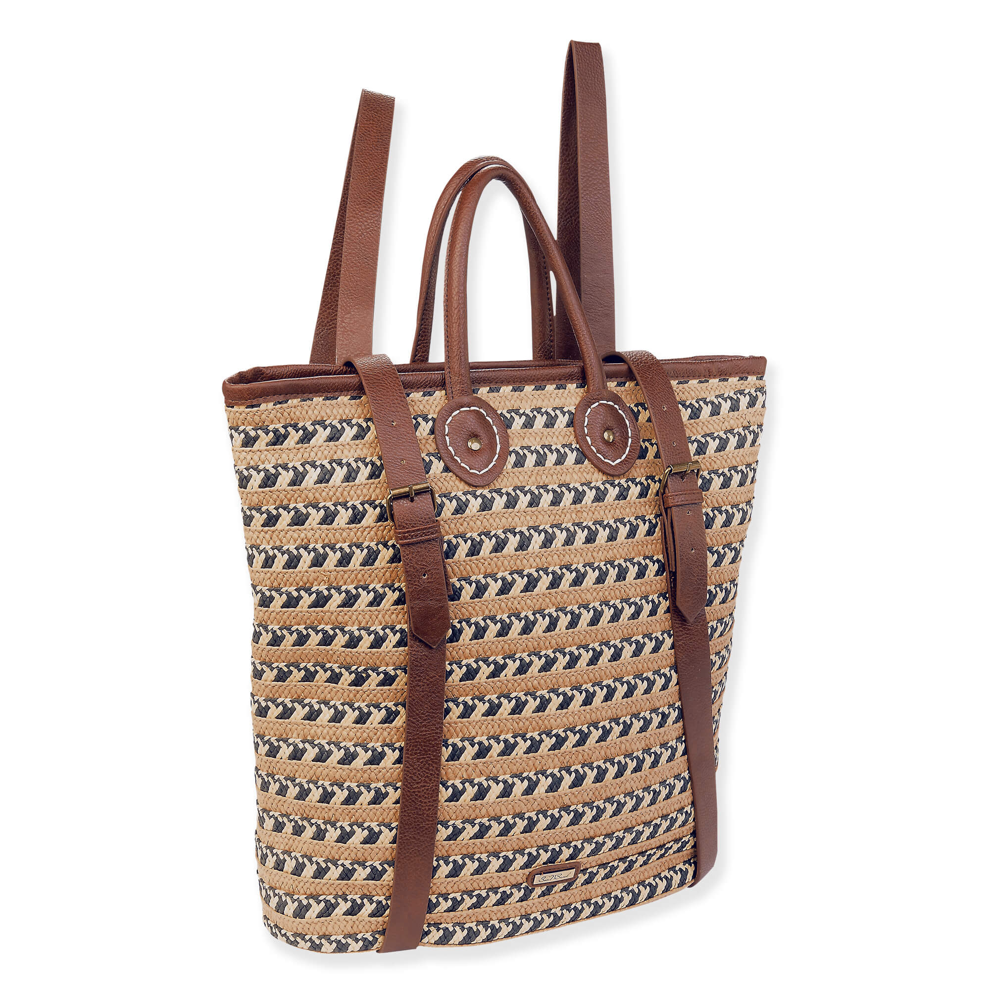 Tan, Paper Straw Backpack | CE6641 B | Natural Straw Bags Large