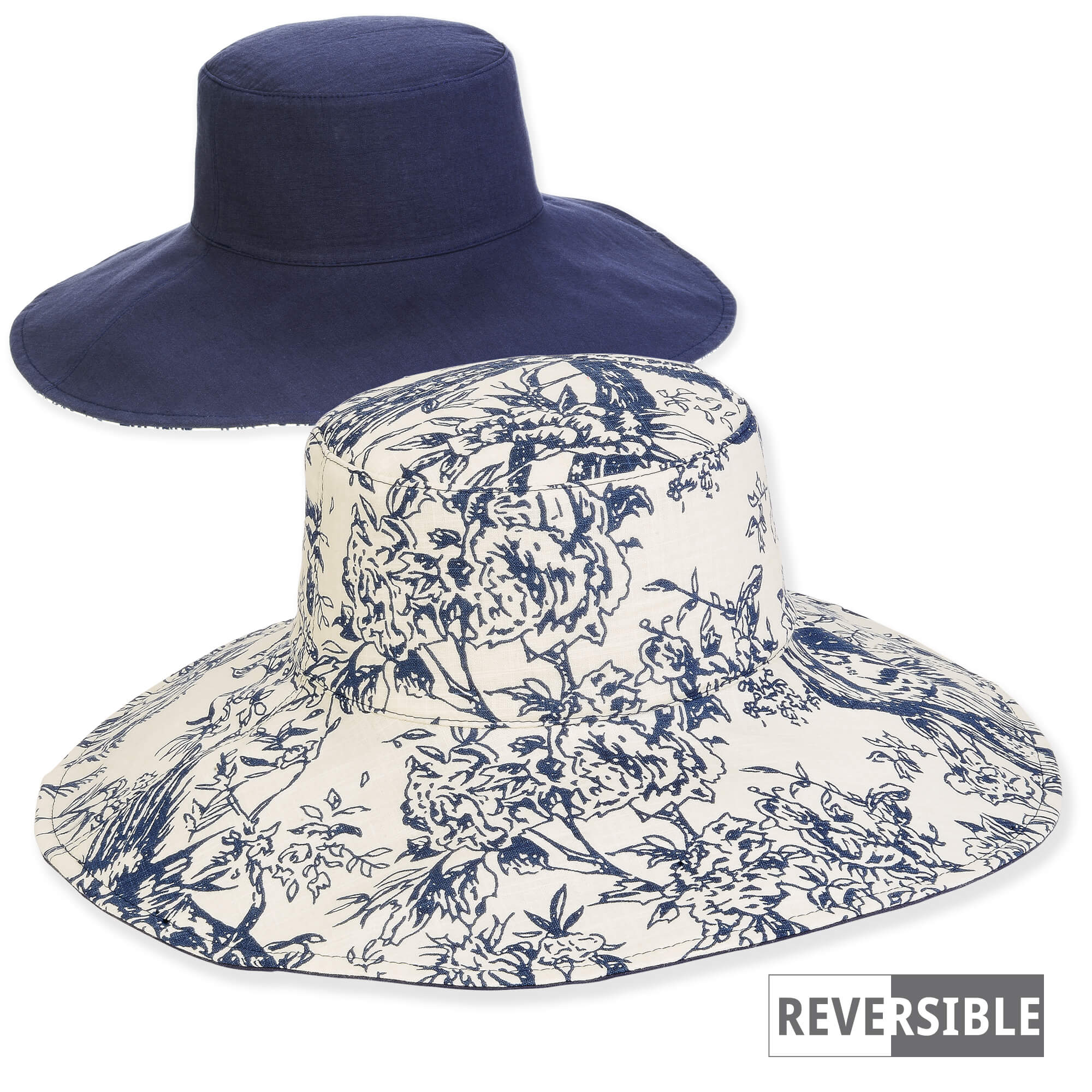 Women's Navy, Cotton Floppy, Brim 4.5
