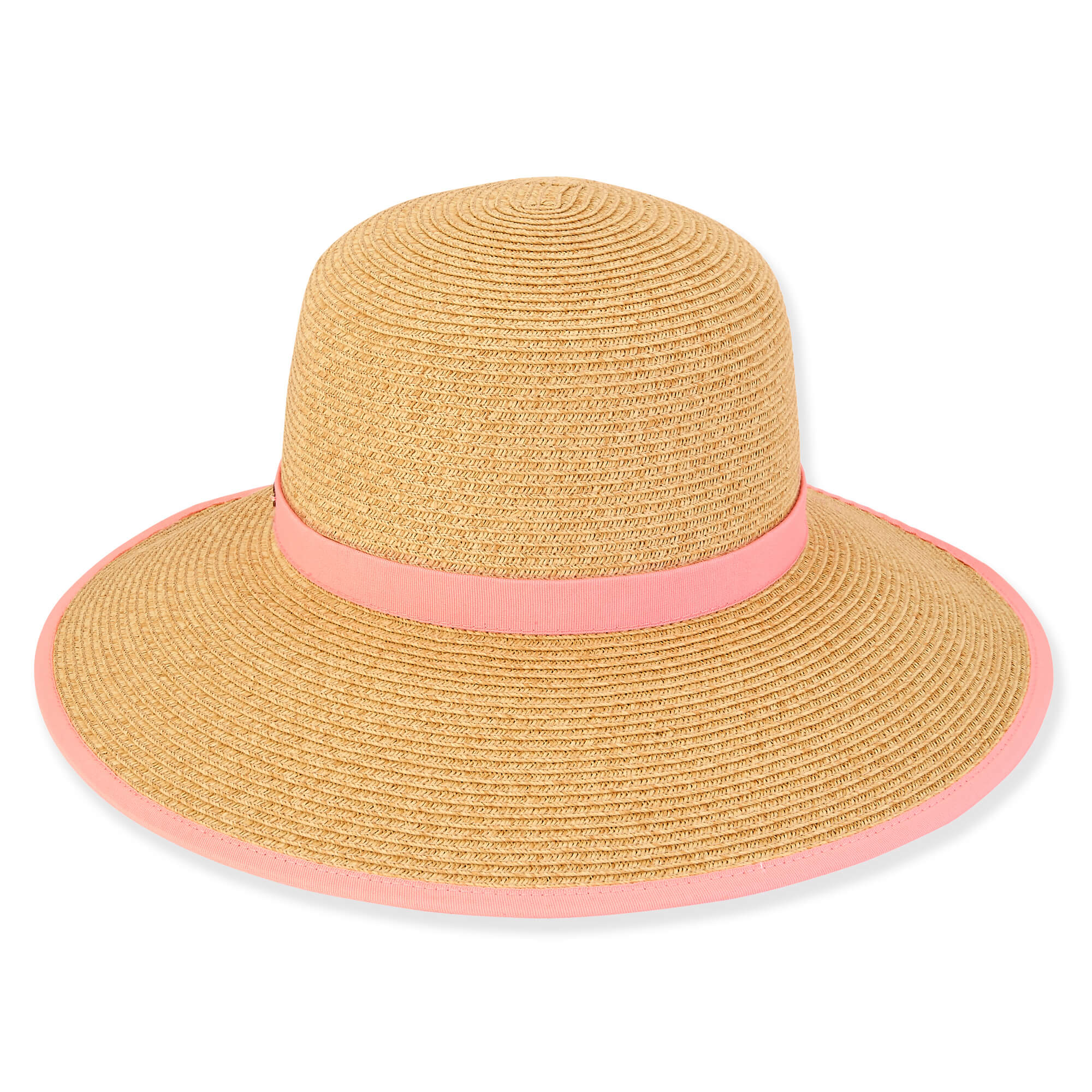 Large sun hat with real coral and pearls Sun Wave Hat | Coral/Blue main image 3