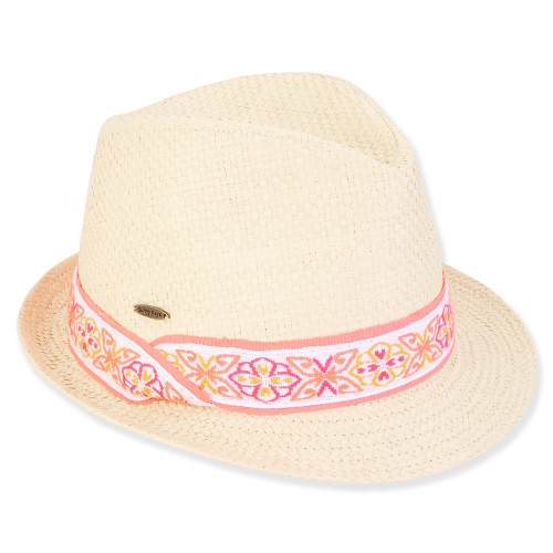 Sophia | Young Girl Paper Braid Fedora Hat | HK502