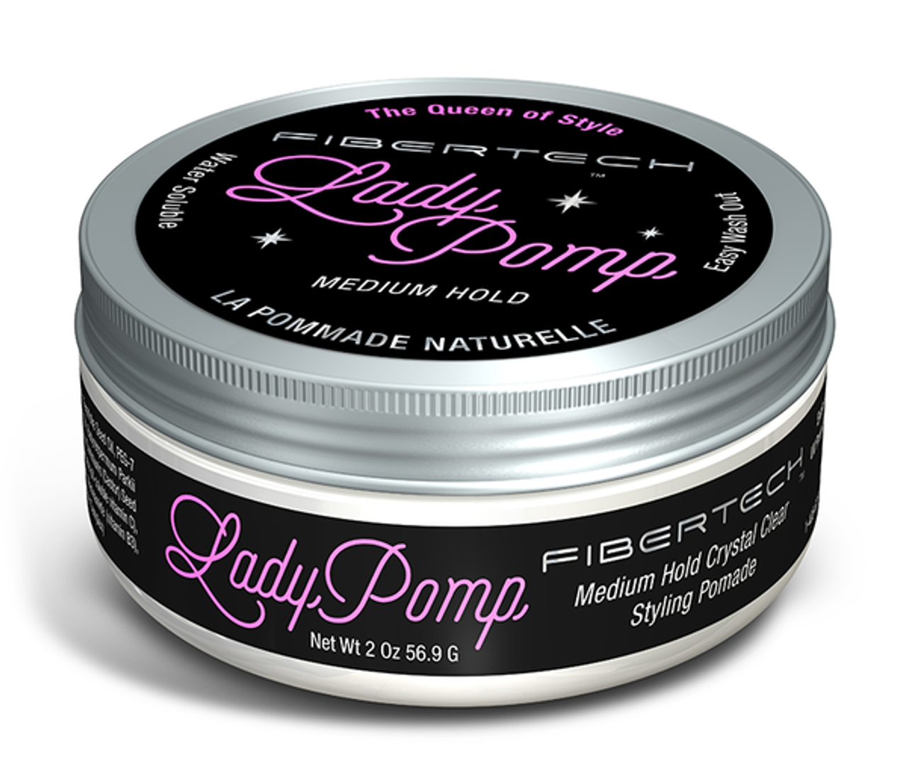 FiberTech Lady Pomp Medium Hold Crystal Clear Styling Pomade