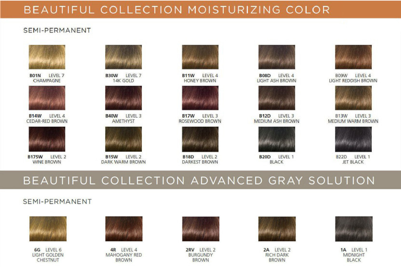 Clairol Beautiful Collection Advanced Gray Solution Color Chart