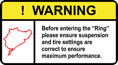 1/14 Scale Warning Nurburgring Sticker for RC Cars or Trucks