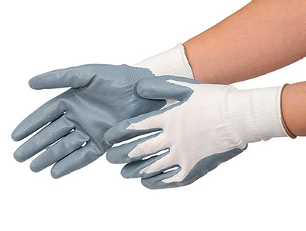 Gray Nitrile Coated White Nylon Gloves