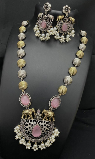 Mrinali - German Silver Long Necklace Sets