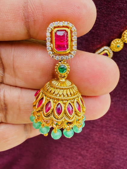 Padmapriya - Kempu  Antique  Necklace