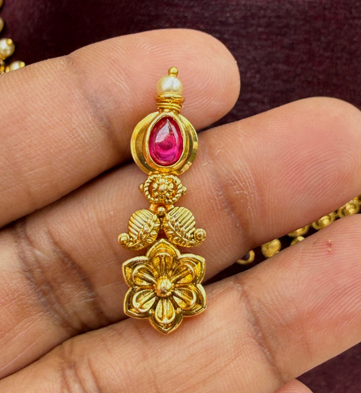 Pon Malar - Kempu  Mango Antique  Necklace
