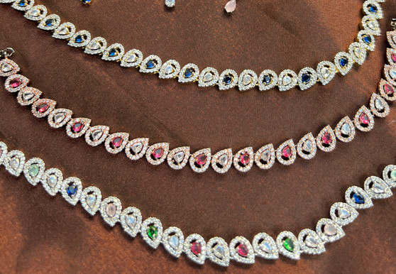 Zirconia Stone Necklace Sets - Pan Design