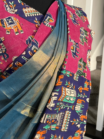 Kalamkari Patch Work Saree