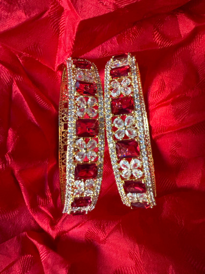 Shurabi - Silver Finish Zirconia Stone Bangles