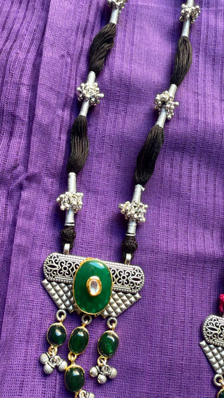 Vyshu -  Stylish Oxidized Silver Necklace set