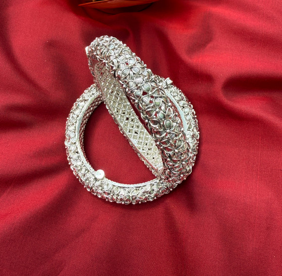 Chandra  - Silver Finished Kada Bangle