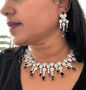 Swara - CZ & American Diamond Necklace Set - Black & White