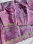 Janvi - Organza  Bead Work Saree - Amethyst