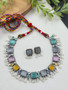 Adhira - Silver Look Alike Oxidized Silver Necklace set