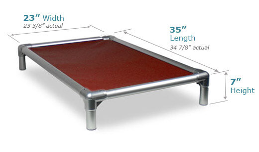 Illustration showing dimensions of 35 x 23 Size Bed