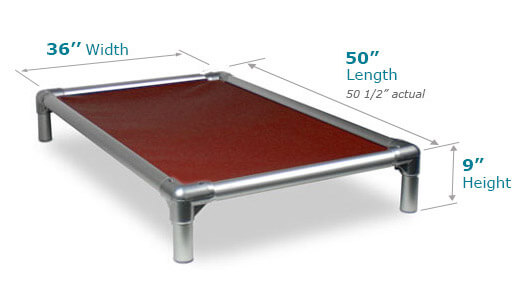 Illustration showing dimensions of 50 x 35 Size Bed