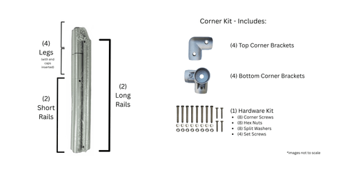 Silver Aluminum - 40 x 25 - Frame Kit (Rail Kit & Corners)