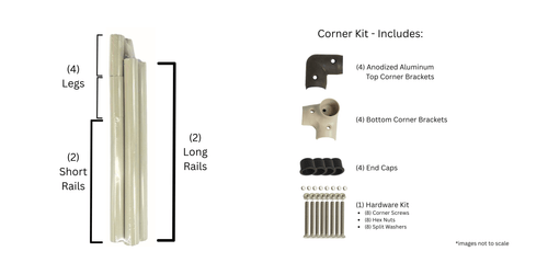 Almond Kennel - 40 x 25 - Frame Kit (Rail Kit & Corners)