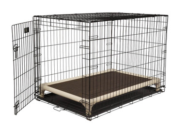 dog crate and bed