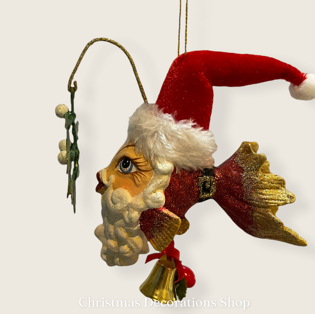 Goodwill Santa Kissing Fish tree Ornament 