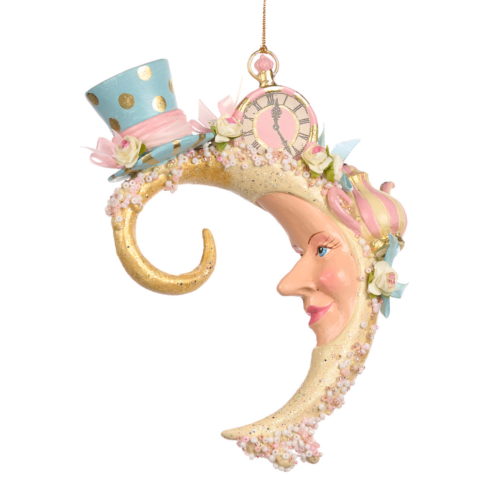 CANDY/TEA PARTY MOON ORN CRM/BLU/PNK 18CM
