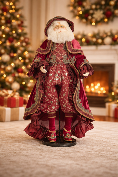 Goodwill 2026 CAROL SANTA DOLL W/STAND BURG/GLD 80CM