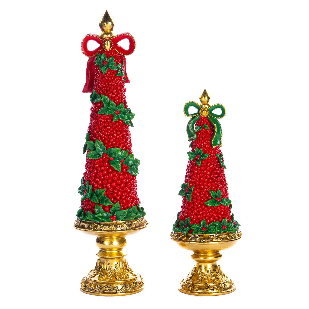Handmade Holly & Berry Topiary Tree Set (Set of 2)