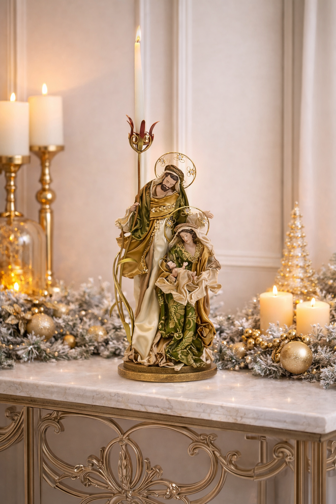 Goodwill 2026 Holy Family Candle Holder – Green & Gold | 62cm