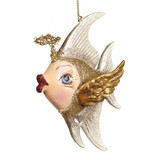 REL.ANGEL FISH W/HALO WINGS ORN GLD/CHAMP 13CM