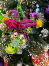 Jester Crocodile Tree Glass Ornament 