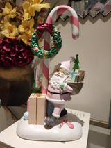 Pink candy cane, Santa, LED wreath Display