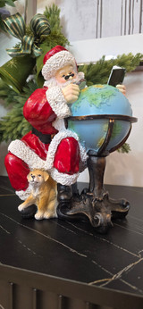 Christmas 2025 Santa with Globe & Dog Ornament Christmas 2025 Santa with Globe & Dog Ornament