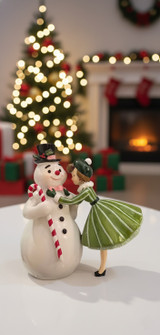 Retro Christmas Snowman  and Lady