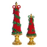 Handmade Holly & Berry Topiary Tree Set (Set of 2)