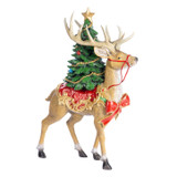 XMAS DEER W/TREE TT BRWN/GRN/RD 44CM