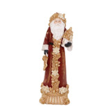 SANTA W/FRUITS ON BASE TT BURG/GLD 37CM