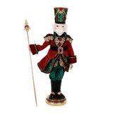 FABR.NUTCRACKER W/STAFF ON BASE TT BURG/GRN 95,5CM